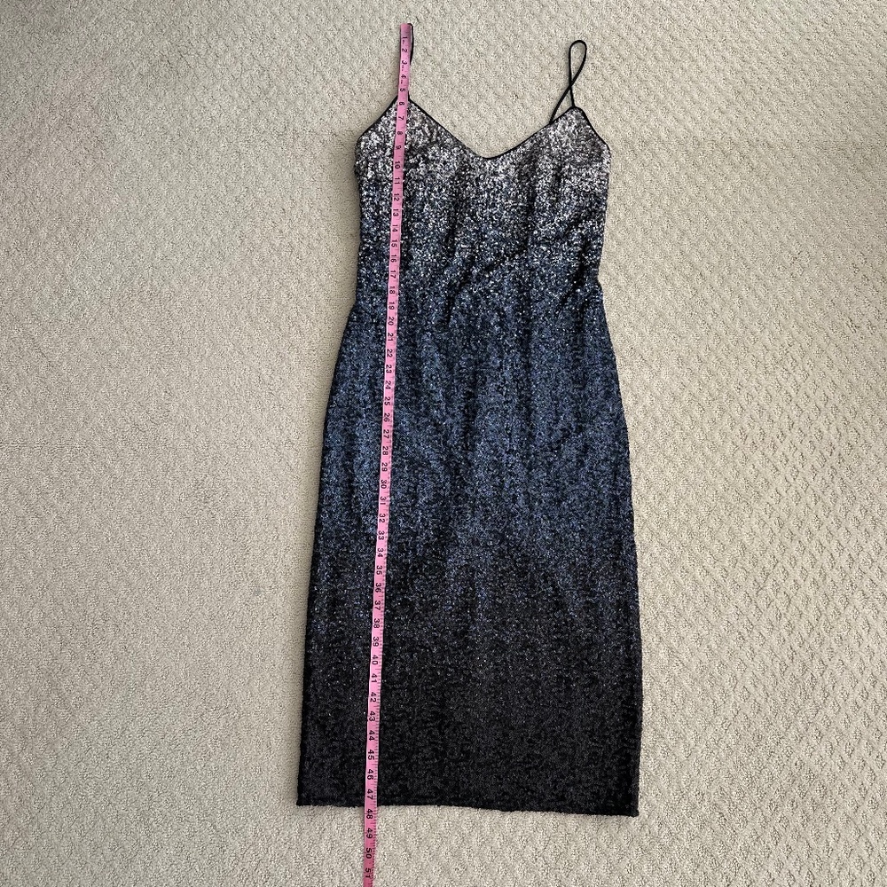 Laundry By Shelli Segal Black/Blue Ombre Sequin Cocktail Slip Dress 12 Sexy NWT - Picture 11 of 12
